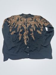 Dark Blue Cardigan with Floral Pattern