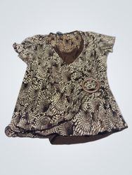 NOTATIONS Petite Brown Print Short Sleeve Top with..