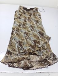 Tradition Women's Brown Print Ruffle Dress