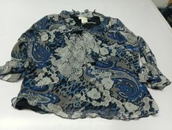 Tradition Women's Blue and Gray Paisley Print Blou..