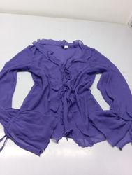 Divided Purple Sheer Long Sleeve Blouse