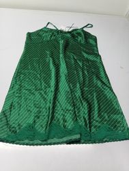 Warner's Sleepwear Green Striped Slip Dress with L..
