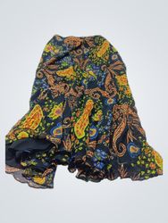 Gonna lunghetta con stampa paisley nera LOLA