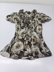 Camicia con stampa floreale marrone