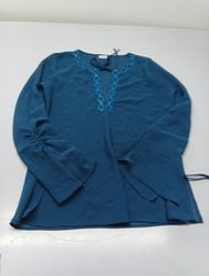 SUZY Blue Embellished Long Sleeve Tunic Top