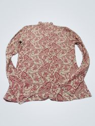 Paisley Print Mock Neck Long Sleeve Top