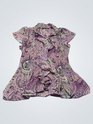 Violet & Claire Paisley Print Ruffle Blouse