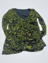 Apt 9 Damen Bluse mit grünem Wirbelmuster und V‑Au..