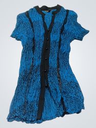 Vestito increspato blu e nero Jessica