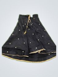Black Embellished Flared Mini Skirt