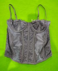 Grey Lace Bustier Top