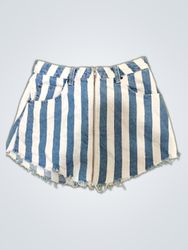 Bershka BSKGIRL Striped Denim Shorts