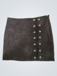 Charlotte Russe Black Suede Lace-Up Mini Skirt