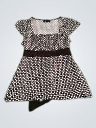 AB Studio Women's Brown and White Patterned Top