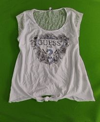 Guess White Lace Back Tank Top