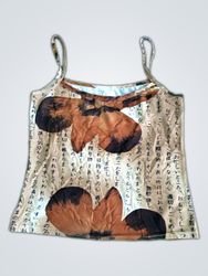 Brown Camisole with Butterfly Print and Japanese T..