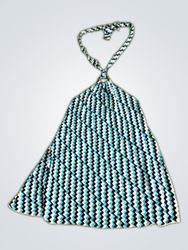 Mokid Blue and White Zigzag Pattern Halter Top