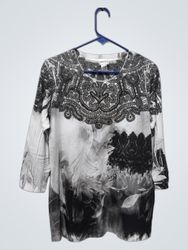 Chico's Donna Top a Maniche 3/4 con Stampa Grafica..