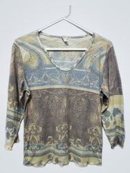 Long sleeve top with ornate print