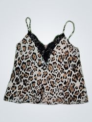 Societe Leopard Print Lace Trim Camisole
