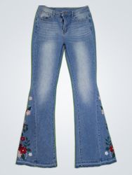 Mamalicious Floral Embroidered Flare Jeans