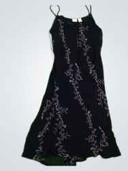 Meronana Black Embroidered Spaghetti Strap Dress