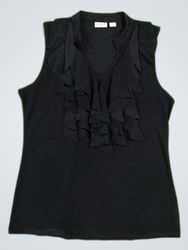 CAFO Black Ruffle Sleeveless Blouse