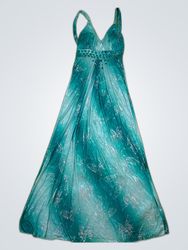 Edensa Teal Printed Maxi Dress