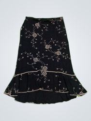 Black Embroidered Mini Skirt
