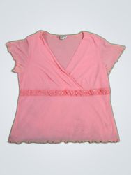 Notations Pink Ruffle Wrap Blouse
