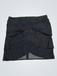 Larry Levine Black Denim Tiered Mini Skirt