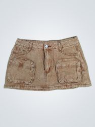 Unbranded Khaki Denim Cargo Mini Skirt