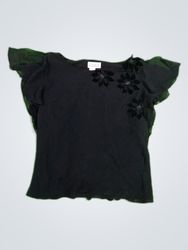 Adrianna Papell Black Ruffle Sleeve Blouse