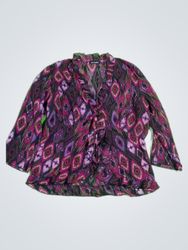 Notations Printed Ruffle Blouse