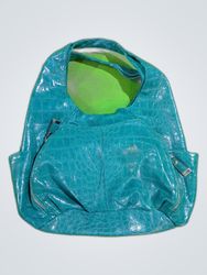 Teal Croco-Effect Tote Bag