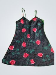 Black Rose Print Slip Dress