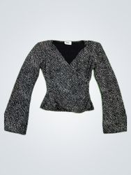 J.B.S. Black Sequin Wrap Blouse