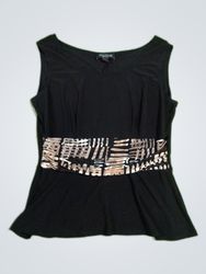 Black Sleeveless Top with Patterned Waist