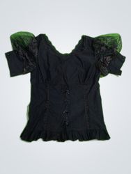 Black Lace Trim Blouse