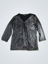 Jones New York Signature Metallic Wrap Blouse