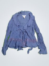 Allison Taylor Blue Ruffle Blouse