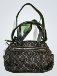 Black Geometric Patterned Tote Handbag