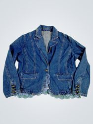 Giacca di jeans con bordino in pizzo
