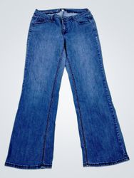 BRYAN Women's Blue Flare Jeans with Embroidered Po..