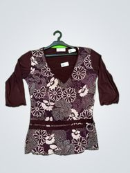 Affinités Printed Floral V-Neck Blouse