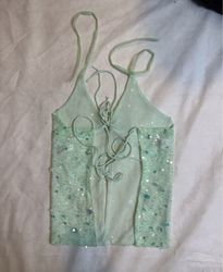 Upcycled Green Sequined Top
