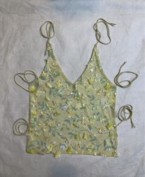 Upcycled Sheer Floral Top