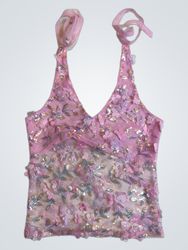Upcycled Pink Sequined Top