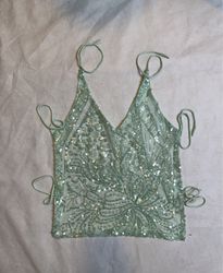 Upcycled Green Sequined Top