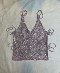 Upcycled Unbranded Lilac Sequined Cami Top